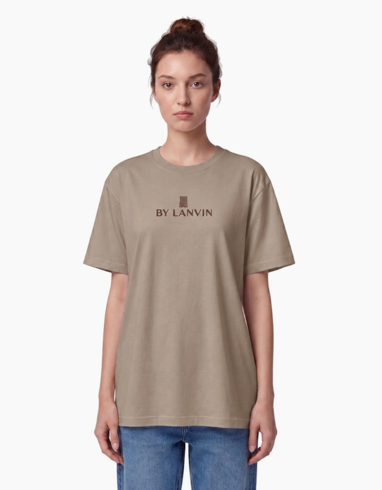 By Lanvin Embroidered Central Logo Taupe T-Shirt