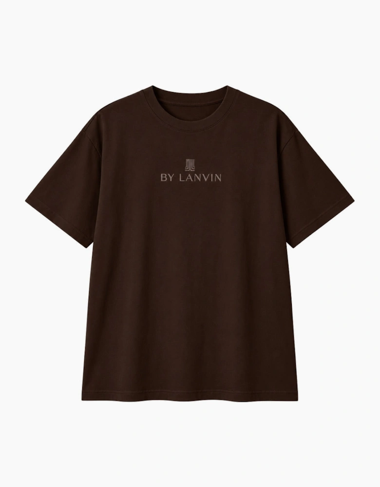 By Lanvin Embroidered Central Logo Dark Brown T-Shirt