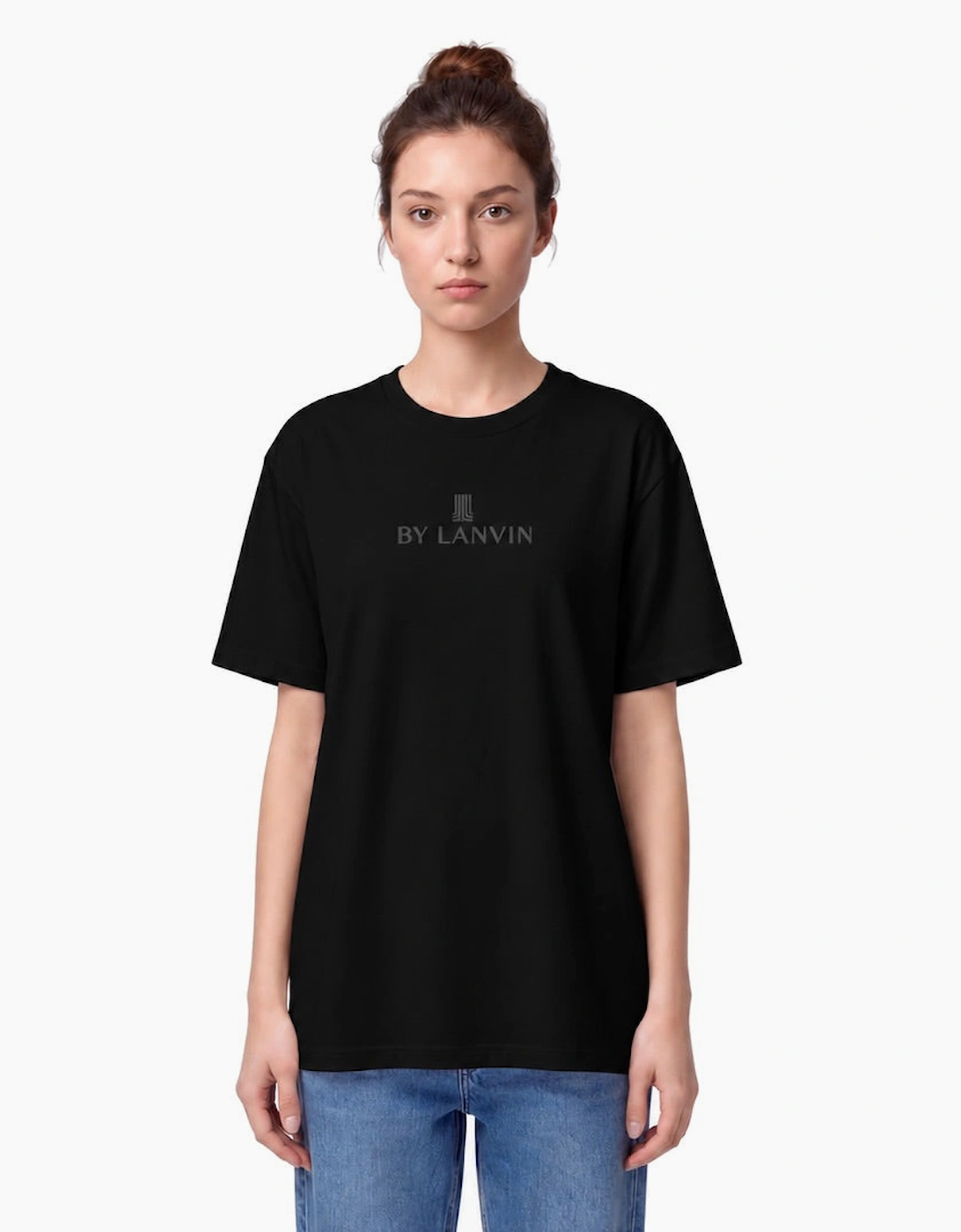 By Lanvin Embroidered Central Logo Black T-Shirt