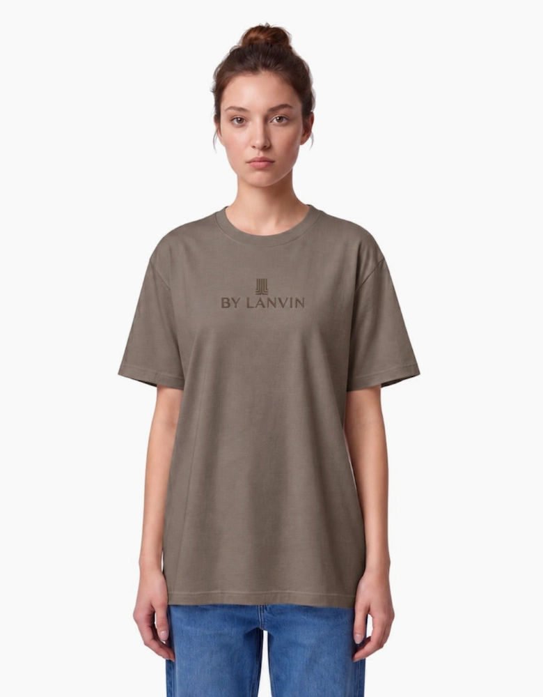 By Lanvin Embroidered Central Logo Brown T-Shirt