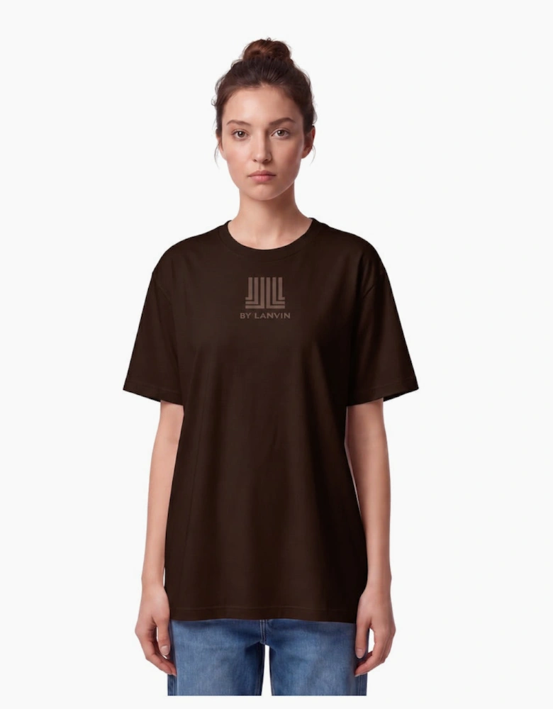 By Lanvin Printed Central Logo Dark Brown T-Shirt