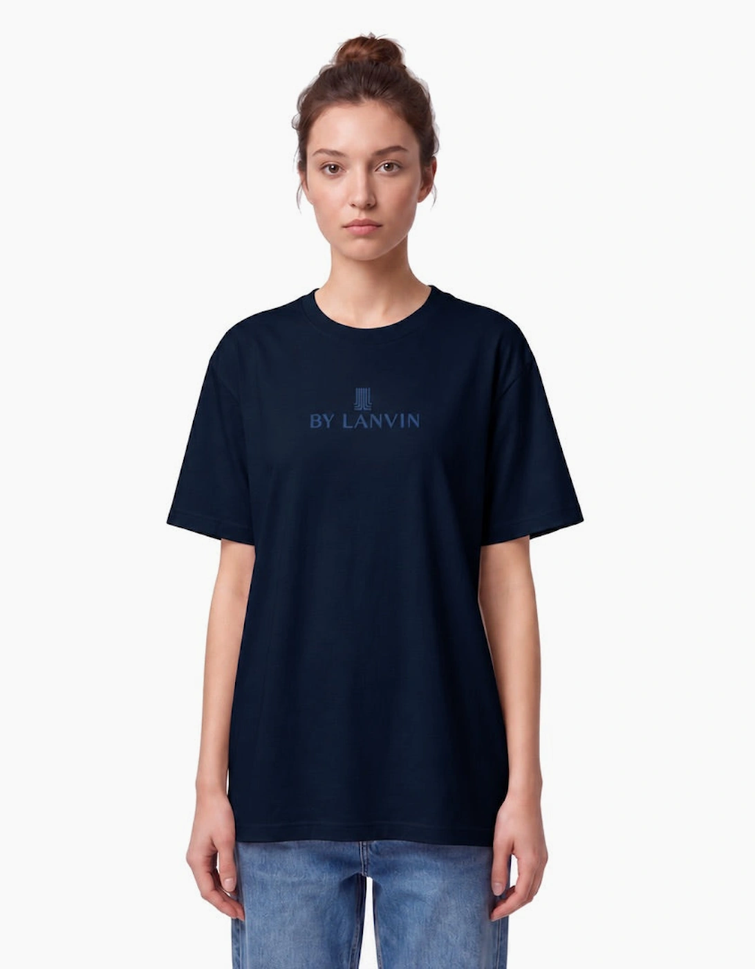 By Lanvin Embroidered Central Logo Blue T-Shirt