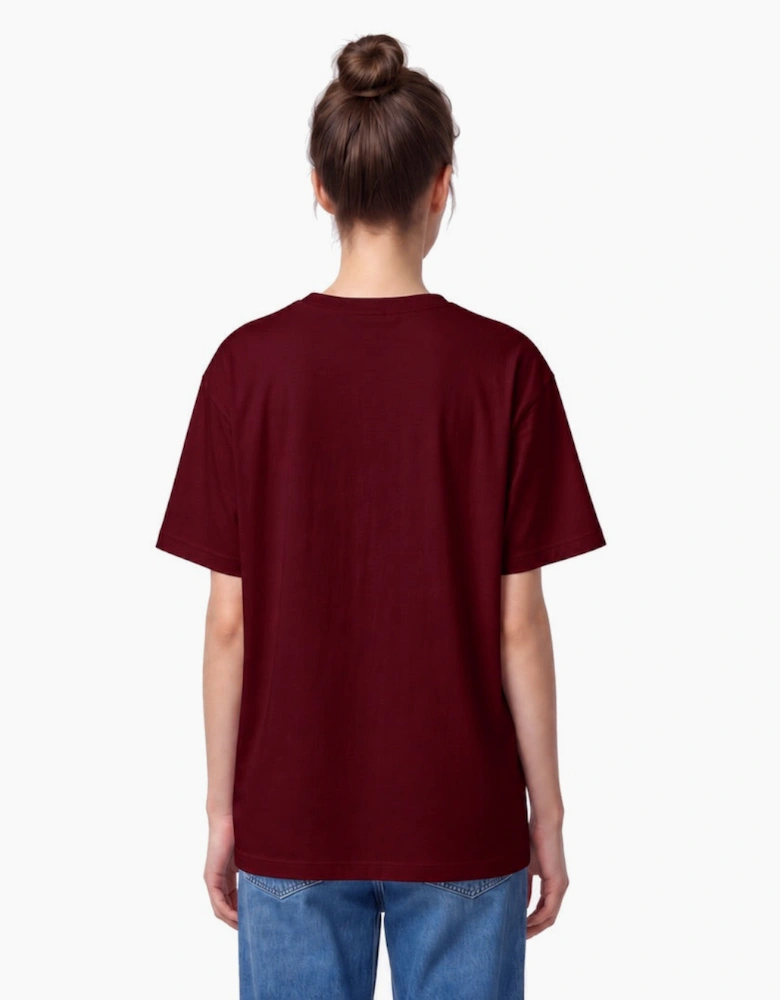 By Lanvin Embroidered Central Logo Burgundy T-Shirt