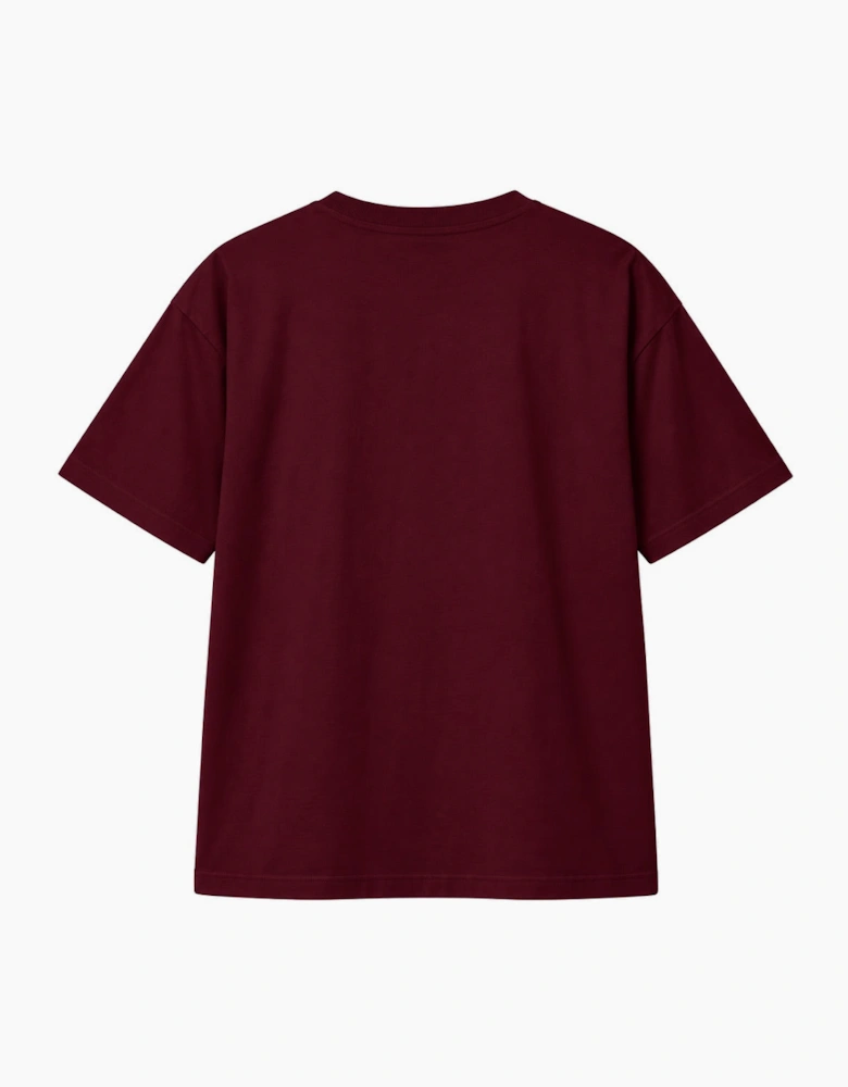 By Lanvin Embroidered Central Logo Burgundy T-Shirt