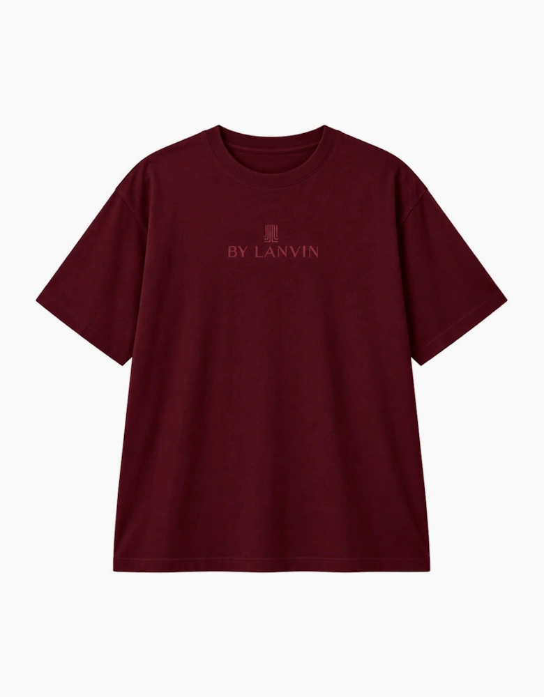 By Lanvin Embroidered Central Logo Burgundy T-Shirt