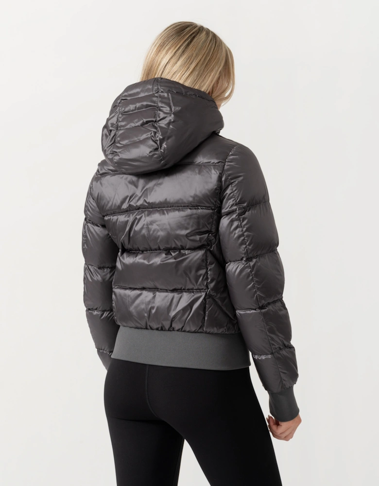 Parajumpers Mariah Womens Hooded Down Bomber Jacket - Graphite Orchid 124