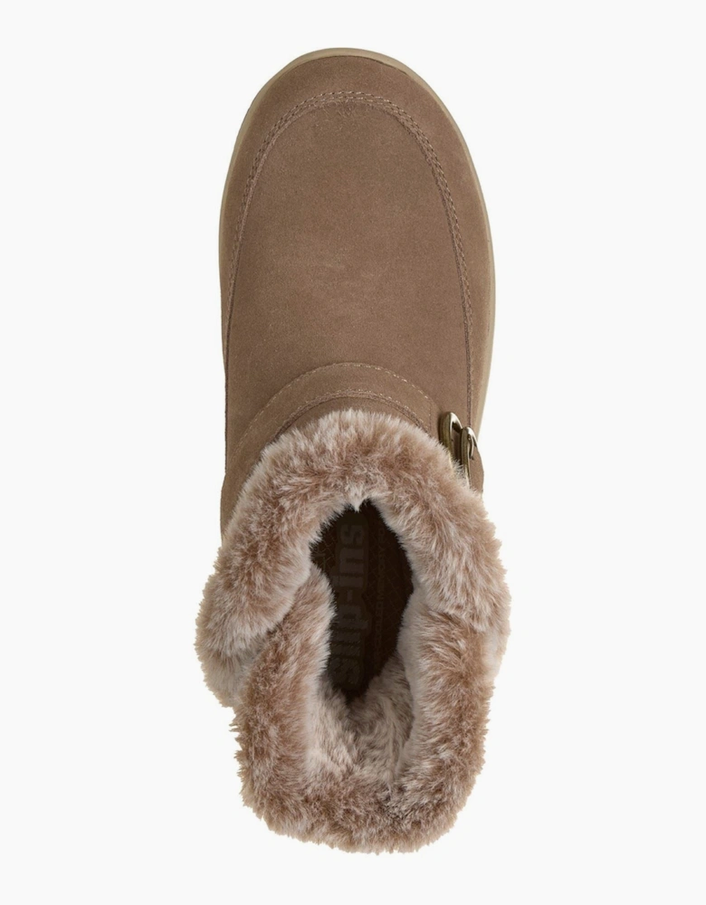 Skechers Easy Going Gentle Winter Leather Women's Mushroom Winter Ankle Boots