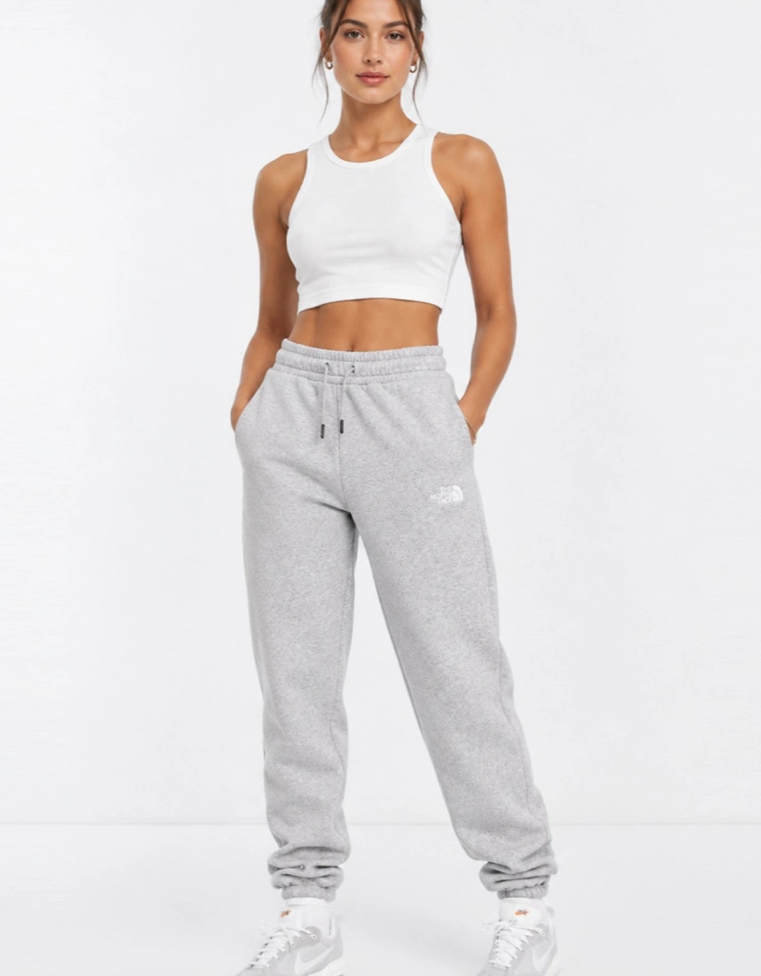 The North Face Womens Essential Oversized Joggers in Light Grey