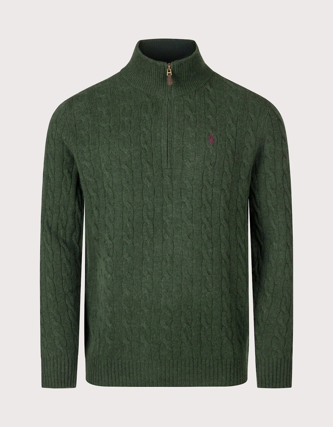 Cashmere Blend Quarter Zip Cable Knit Jumper