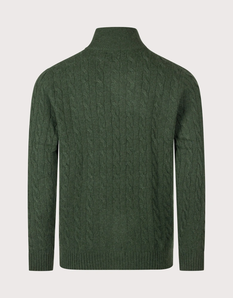 Cashmere Blend Quarter Zip Cable Knit Jumper