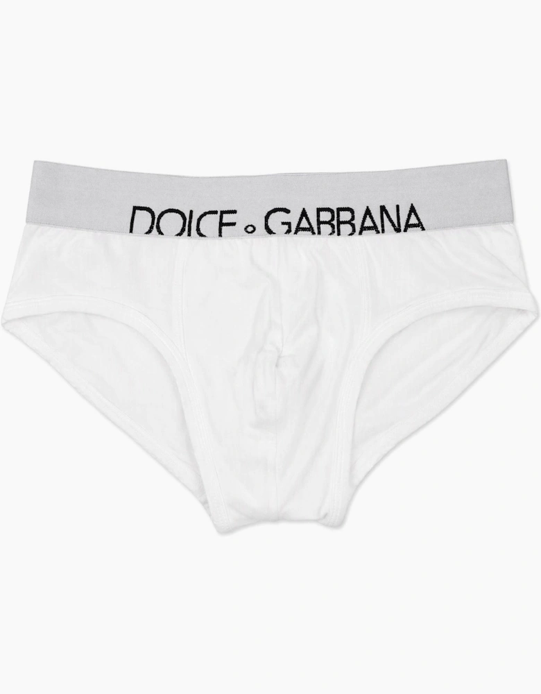Dolce & Gabbana Logo Stretch Cotton Briefs WHITE