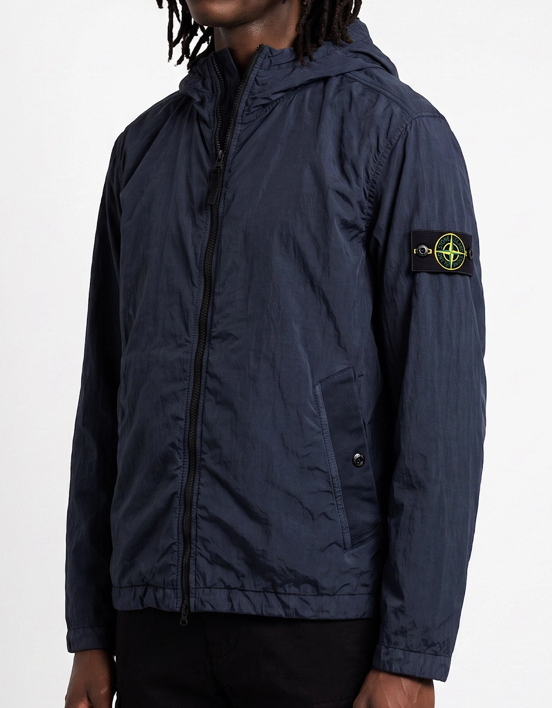 Stone Island 4100001 Anti-Drop Crinkle Reps Hooded Wind-Resistant Jacket NAVY BLUE V0020