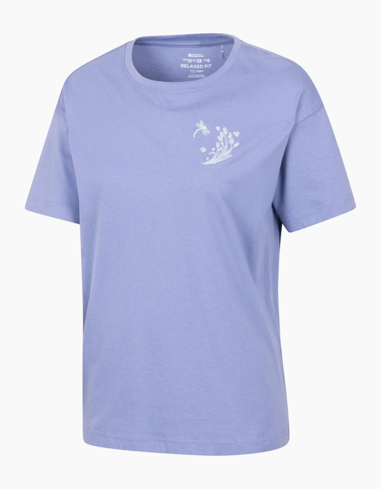 Mountain Warehouse Womens Ladies Dragonfly Embroidered Relaxed Fit Short Sleeved T Shirt