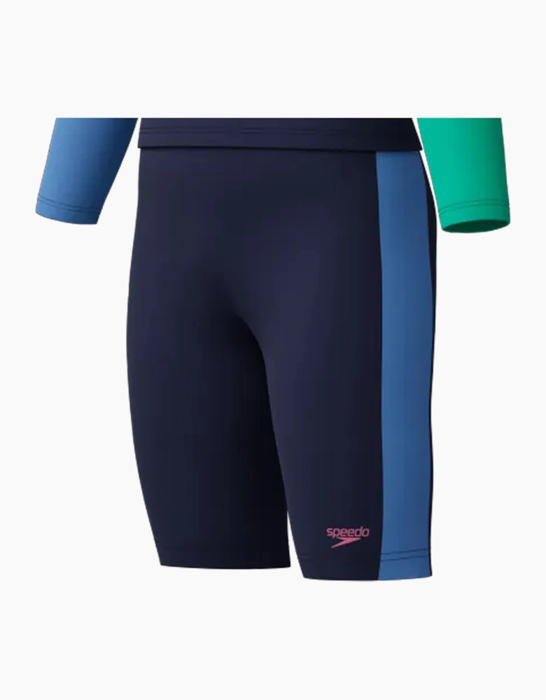 Speedo Childrens/Kids Colour Block Long-Sleeved Rash Guard Swimsuit Set