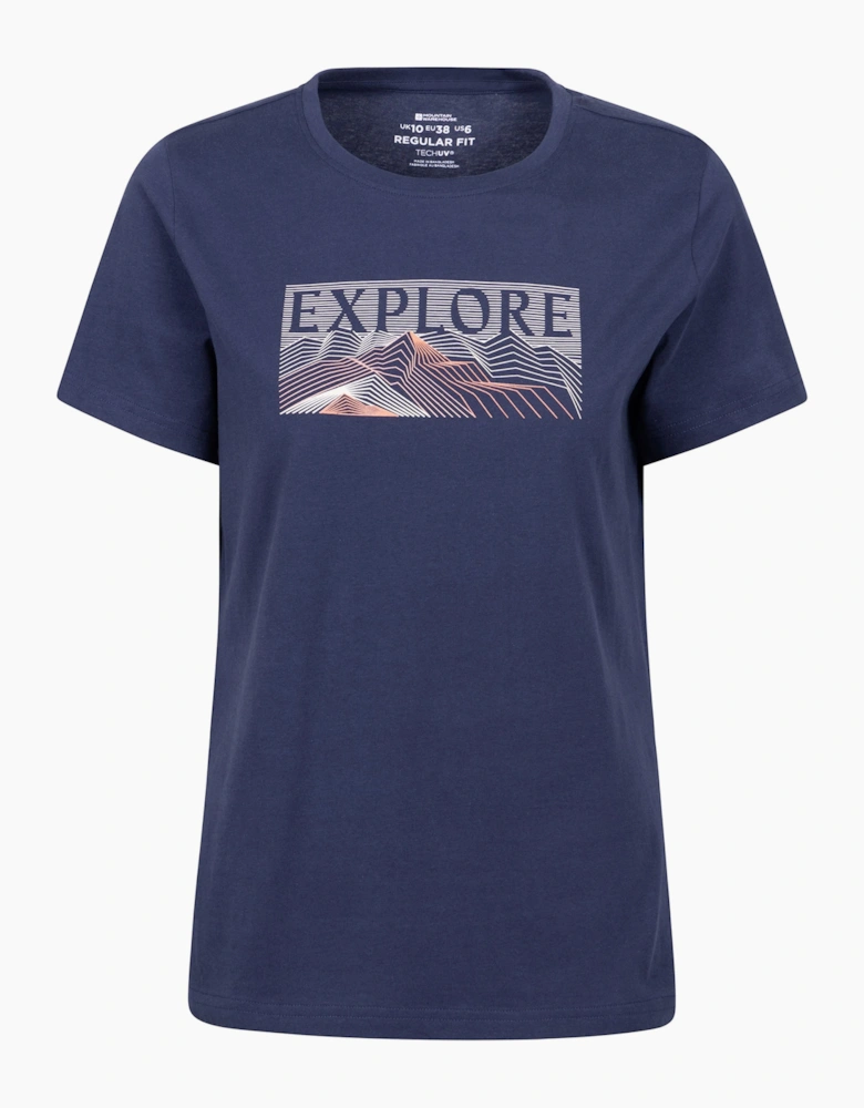 Mountain Warehouse Womens Explore Graphic Regular Short Sleeve UV Protection T Shirt