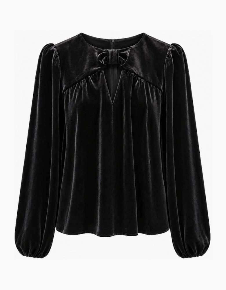 Rosalita Velvet Bow Top-Black