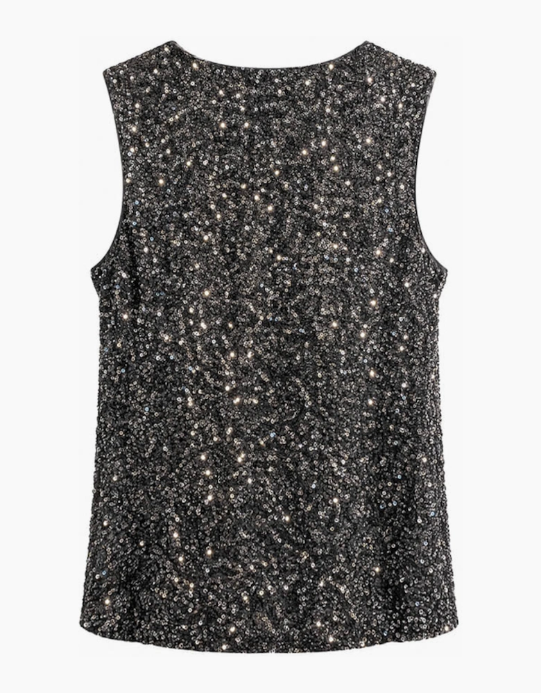 Maxine Sequin Vest-Black