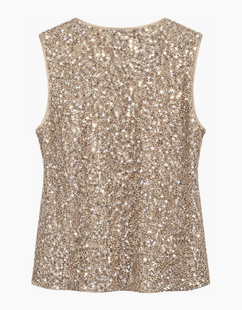 Maxine Sequin Vest-Gold