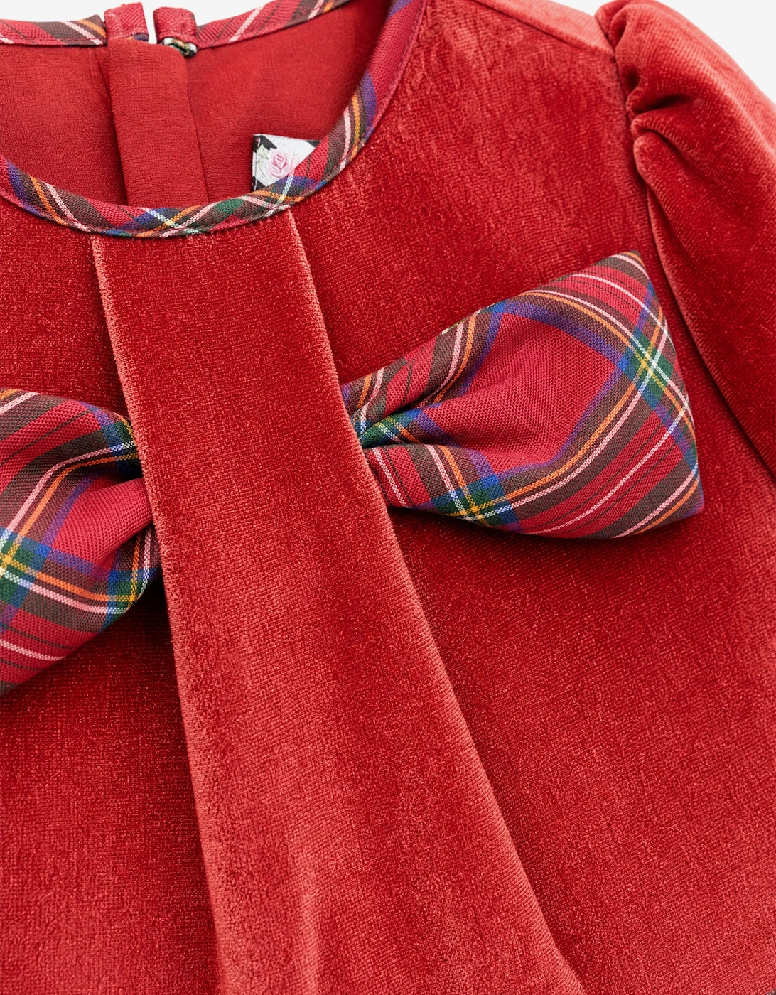DRESS & Fleur Girls Tartan Dress in Red