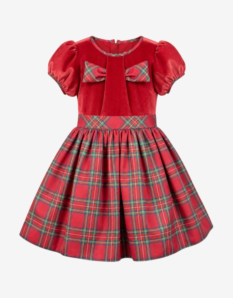DRESS & Fleur Girls Tartan Dress in Red