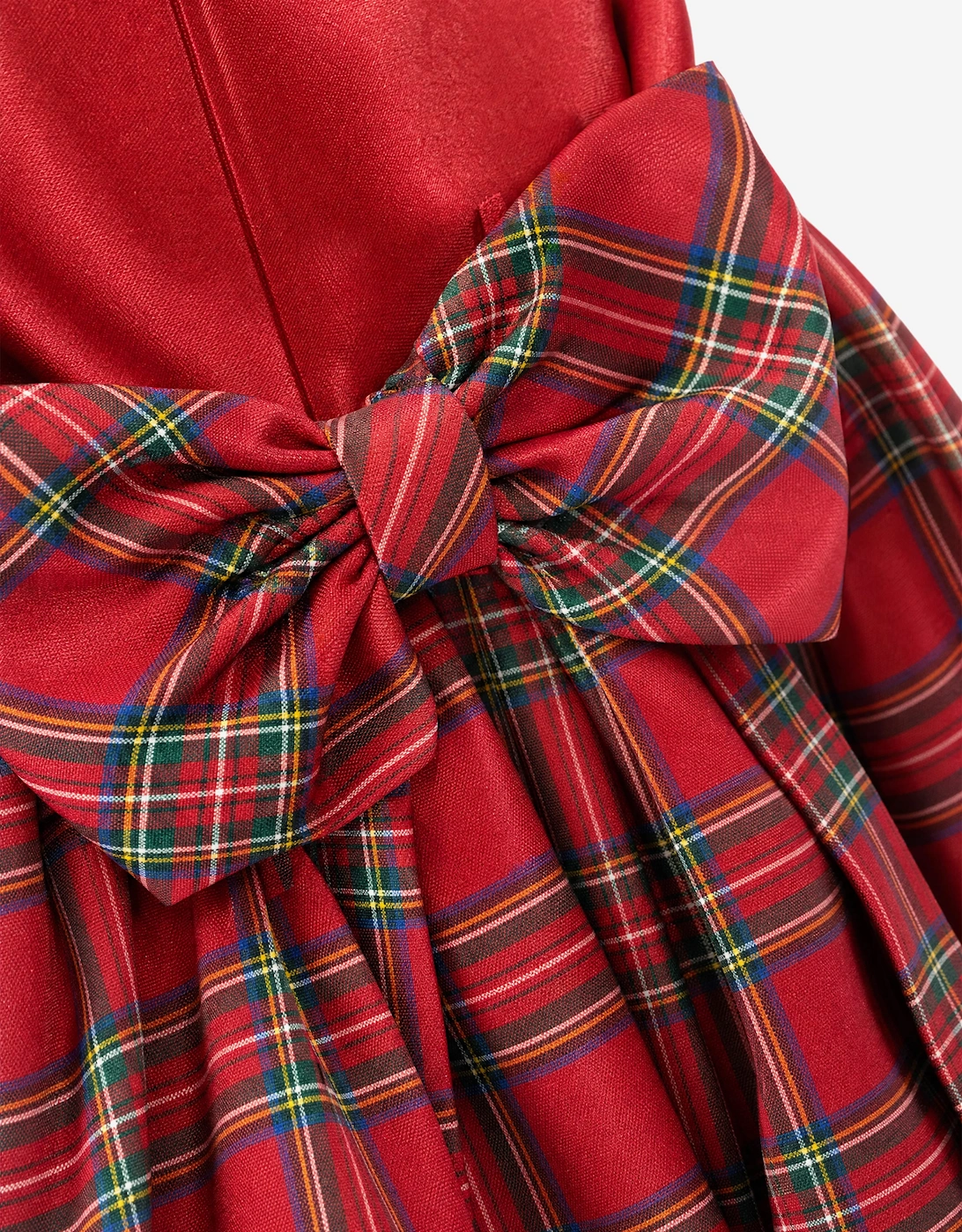 DRESS & Fleur Girls Tartan Dress in Red