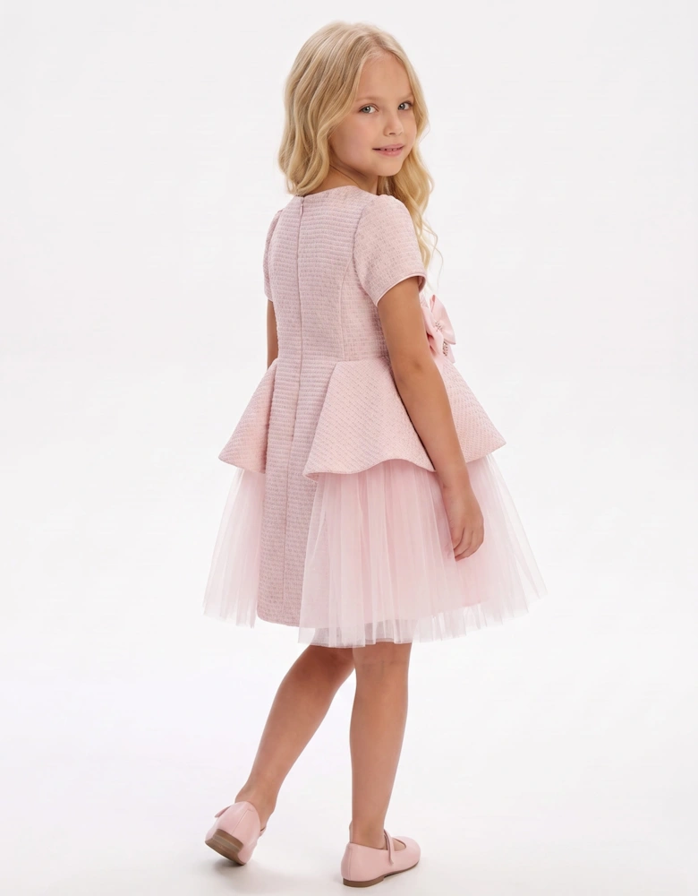 DRESS & Fleur Girls Bows and Tulle Dress in Pink