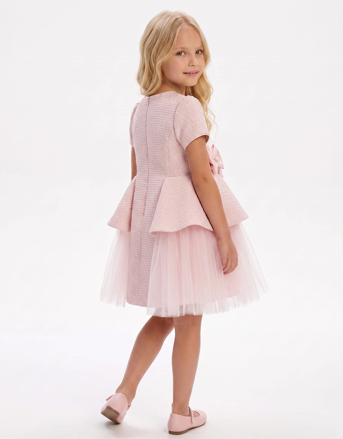 DRESS & Fleur Girls Bows and Tulle Dress in Pink