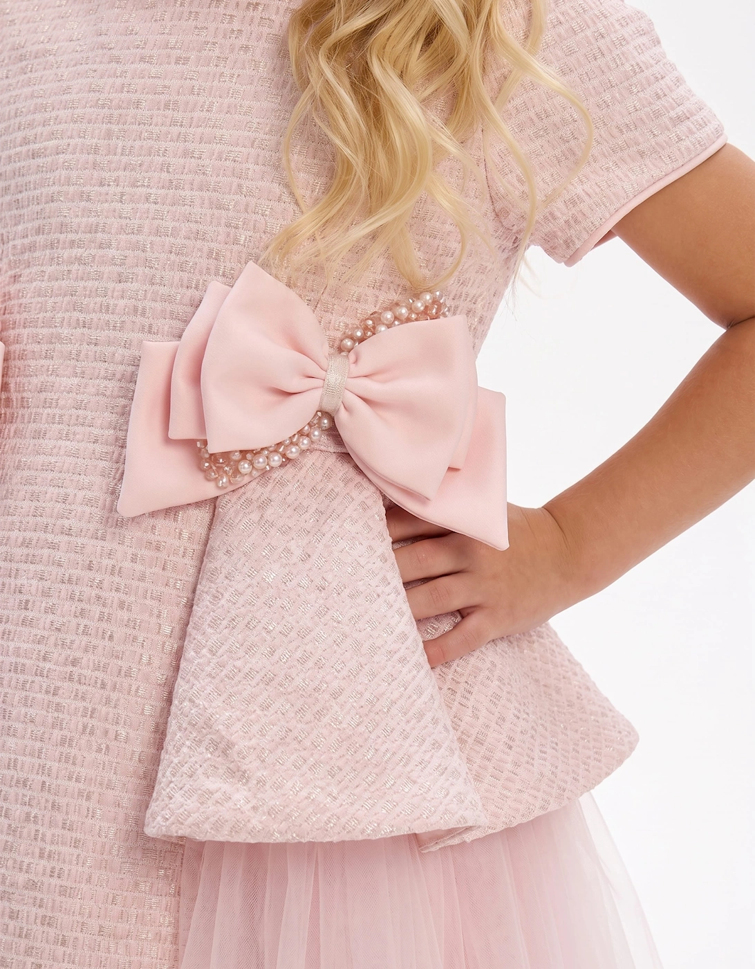 DRESS & Fleur Girls Bows and Tulle Dress in Pink