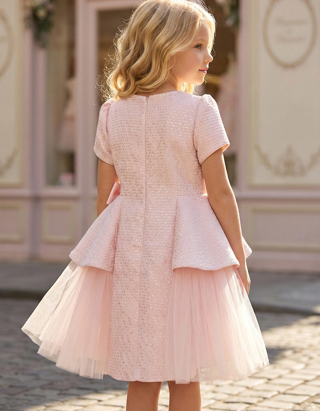 DRESS & Fleur Girls Bows and Tulle Dress in Pink