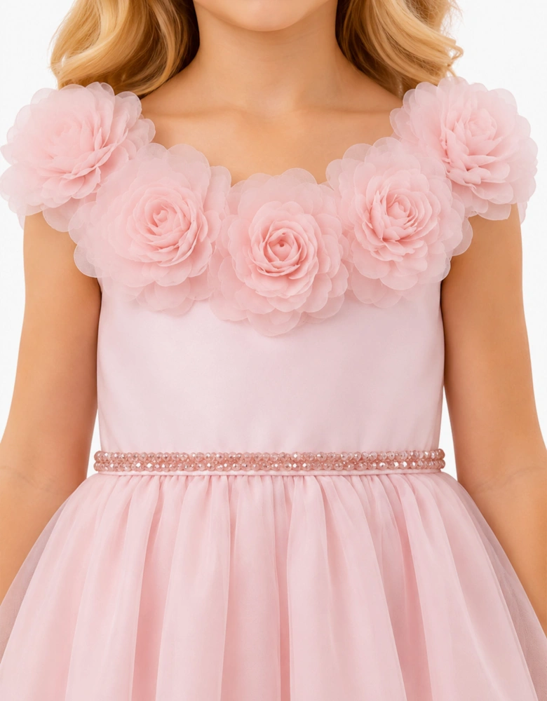 DRESS & Fleur Girls Embellished Tulle Dress with Headband in Pink