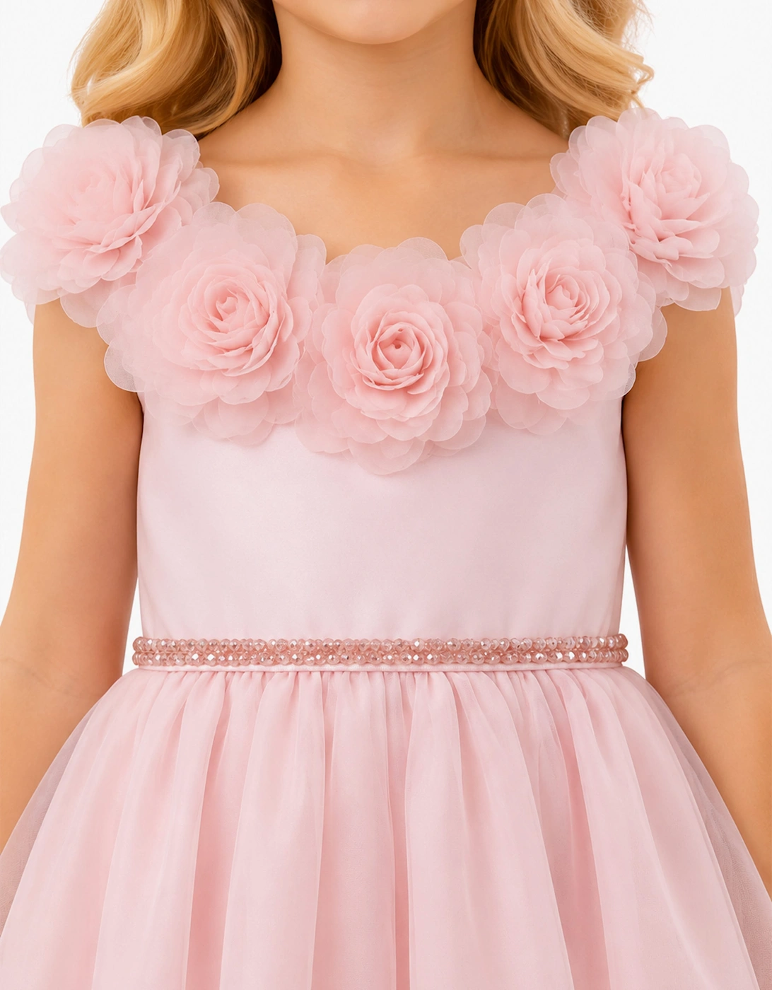 DRESS & Fleur Girls Embellished Tulle Dress with Headband in Pink