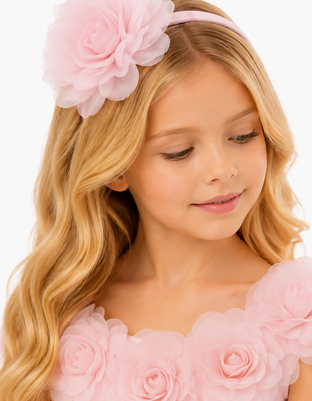 DRESS & Fleur Girls Embellished Tulle Dress with Headband in Pink