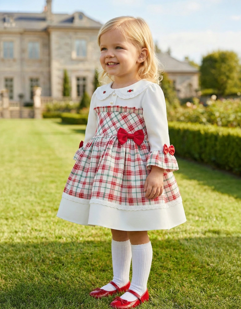 DRESS & Fleur Baby Girls Tartan Dress in White