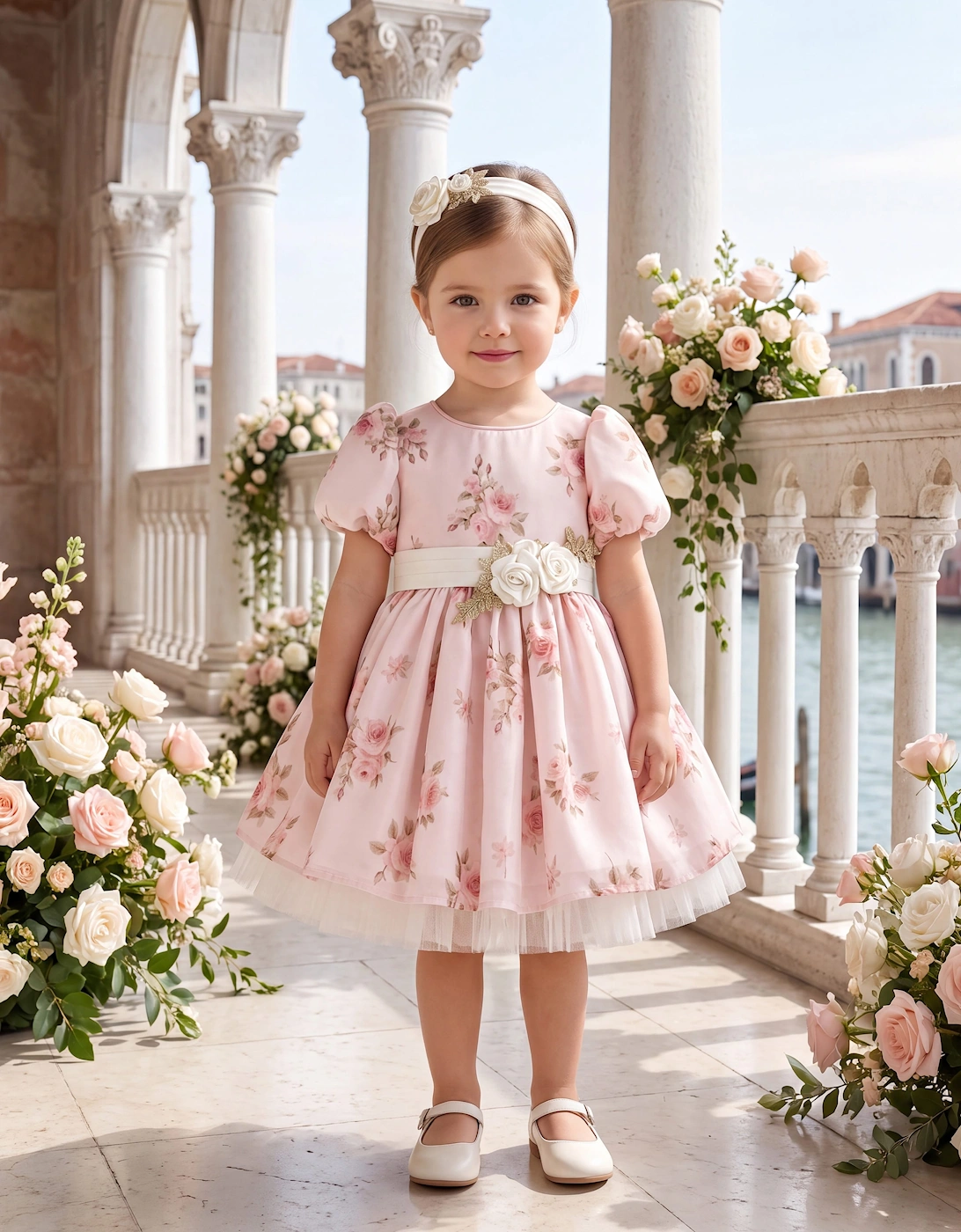 DRESS & Fleur Baby Girls Floral Dress with Headband in Pink