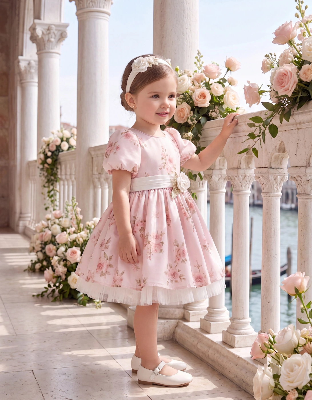 DRESS & Fleur Baby Girls Floral Dress with Headband in Pink