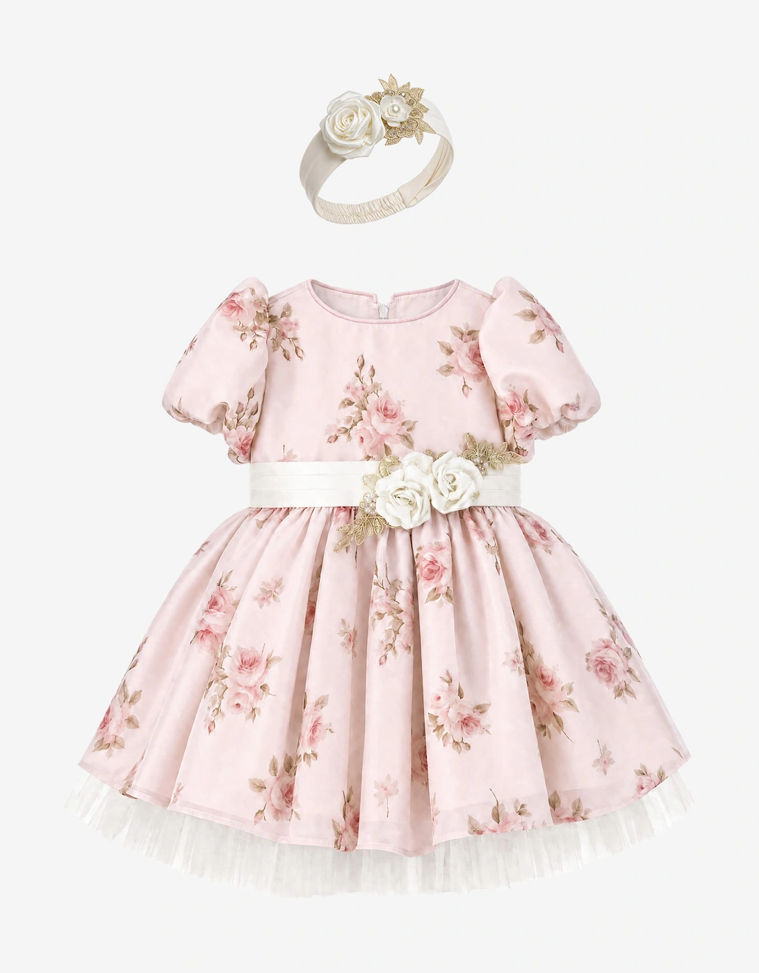 DRESS & Fleur Baby Girls Floral Dress with Headband in Pink