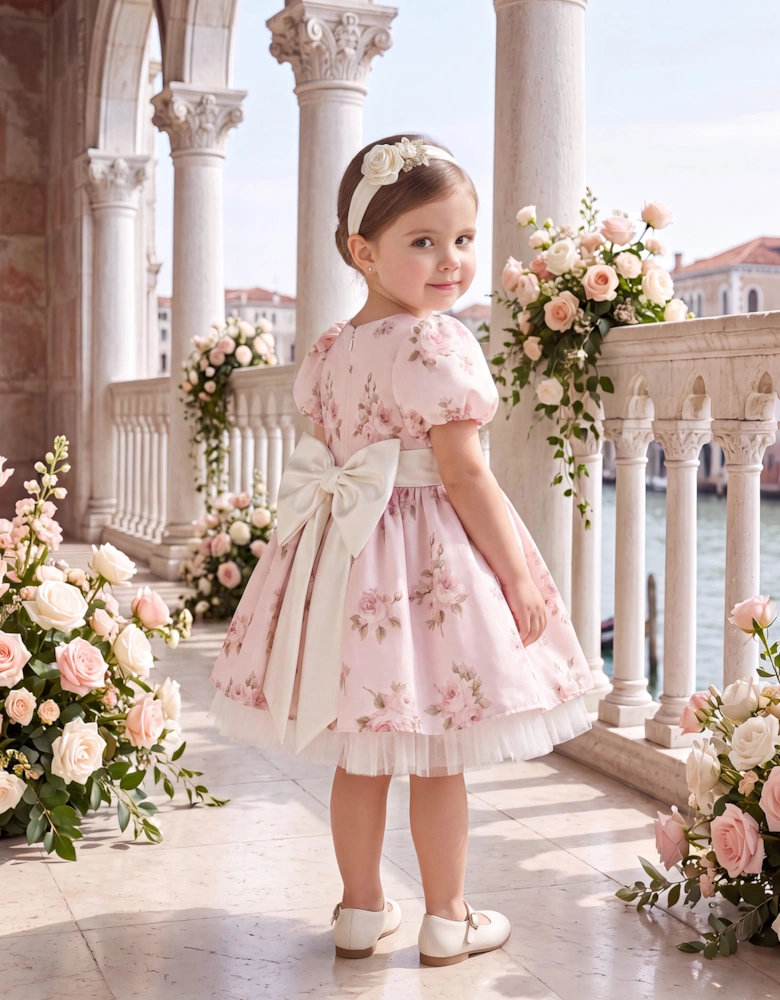 DRESS & Fleur Baby Girls Floral Dress with Headband in Pink