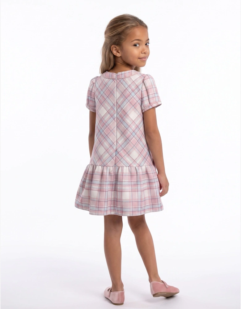 DRESS & Fleur Girls Check and Bow Dress in Pink