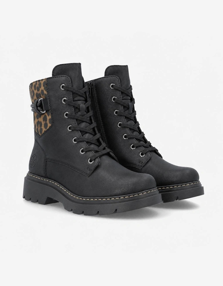 Rieker 76724 Womens Biker Boots Black/Brown
