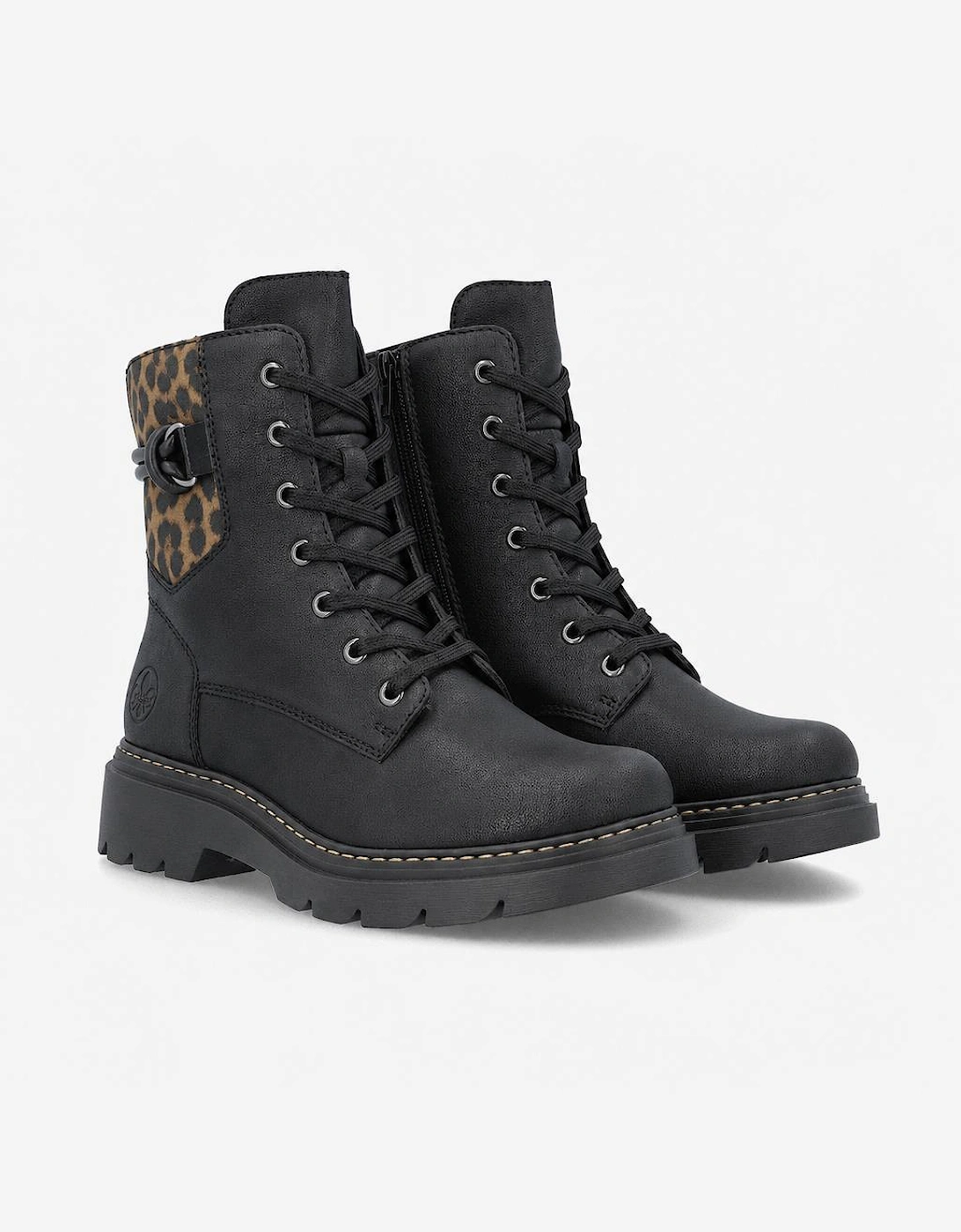 Rieker 76724 Womens Biker Boots Black/Brown