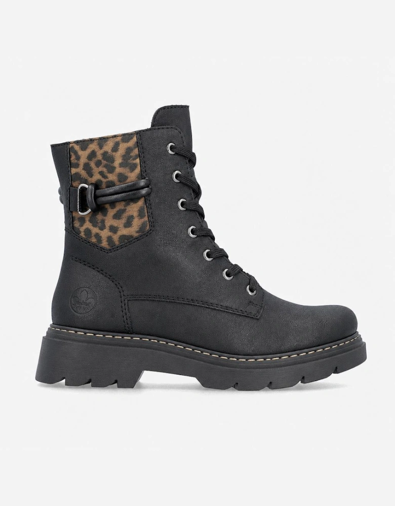 Rieker 76724 Womens Biker Boots Black/Brown