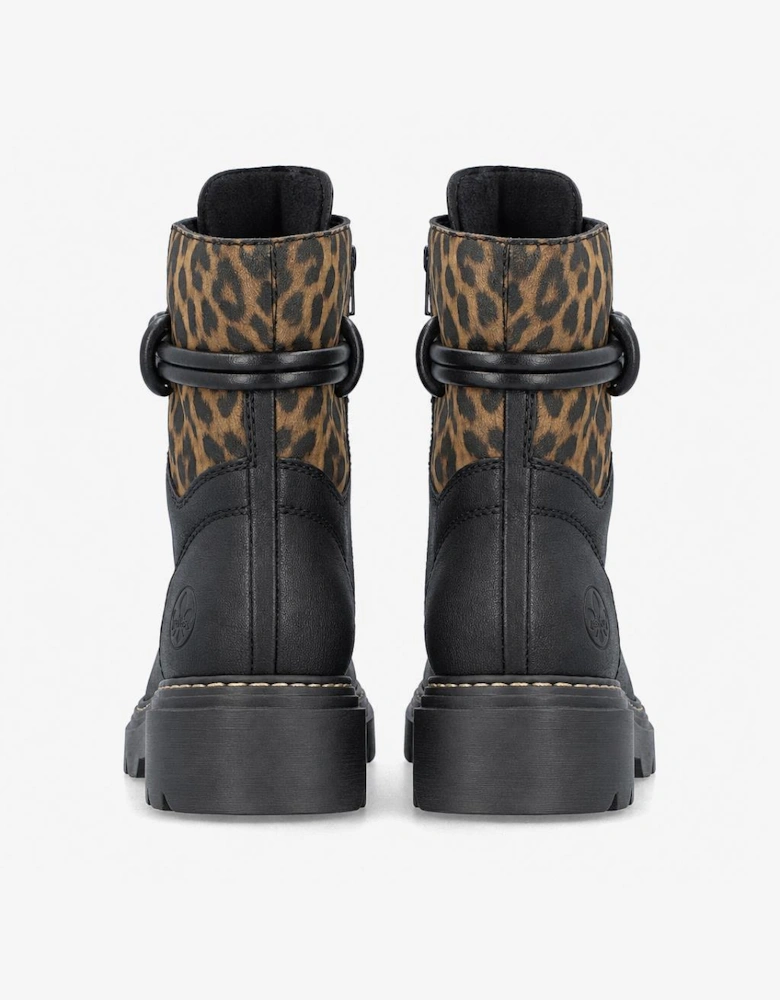 Rieker 76724 Womens Biker Boots Black/Brown