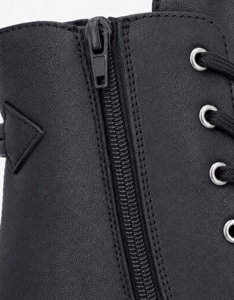 Rieker 76724 Womens Biker Boots Black/Brown