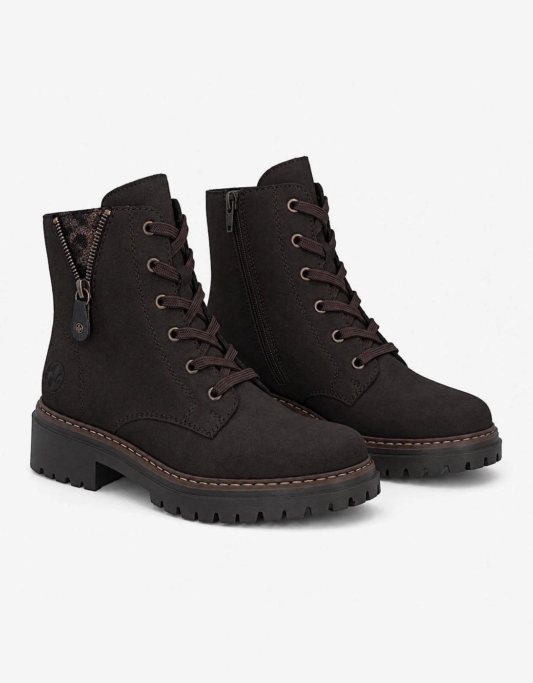 Rieker 72617 Womens Biker Boots Nougat/Antique/Espresso