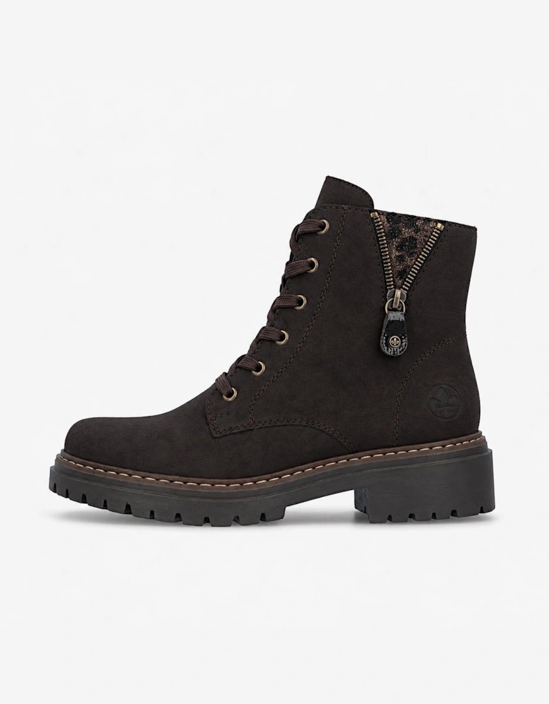 Rieker 72617 Womens Biker Boots Nougat/Antique/Espresso