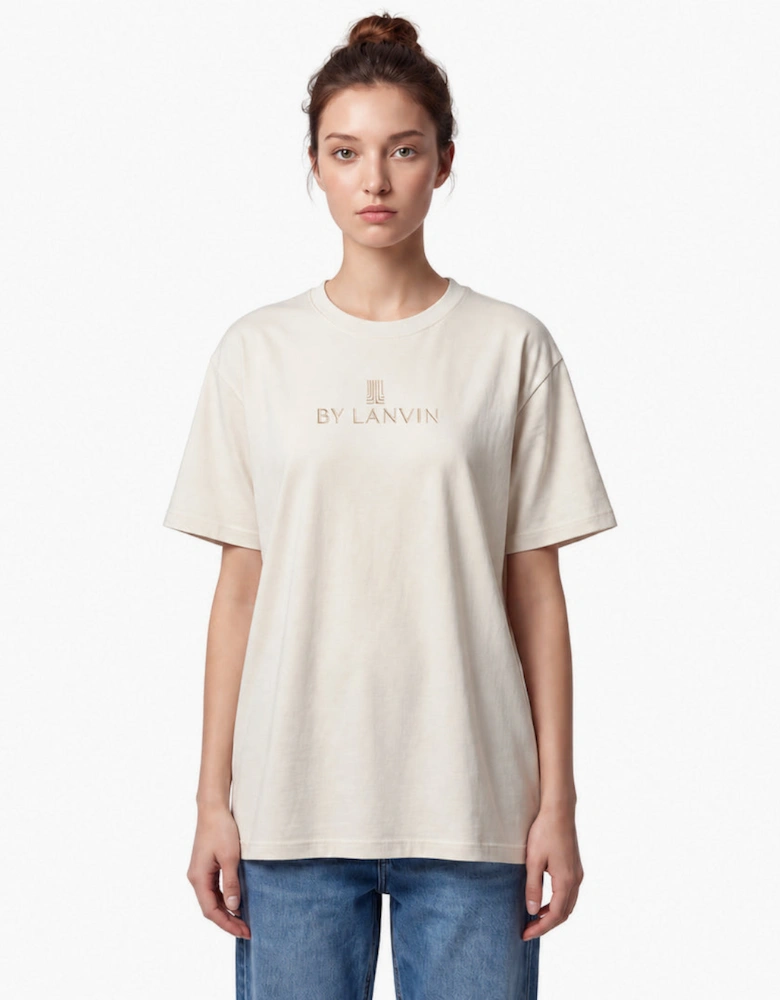 By Lanvin Embroidered Central Logo White T-Shirt