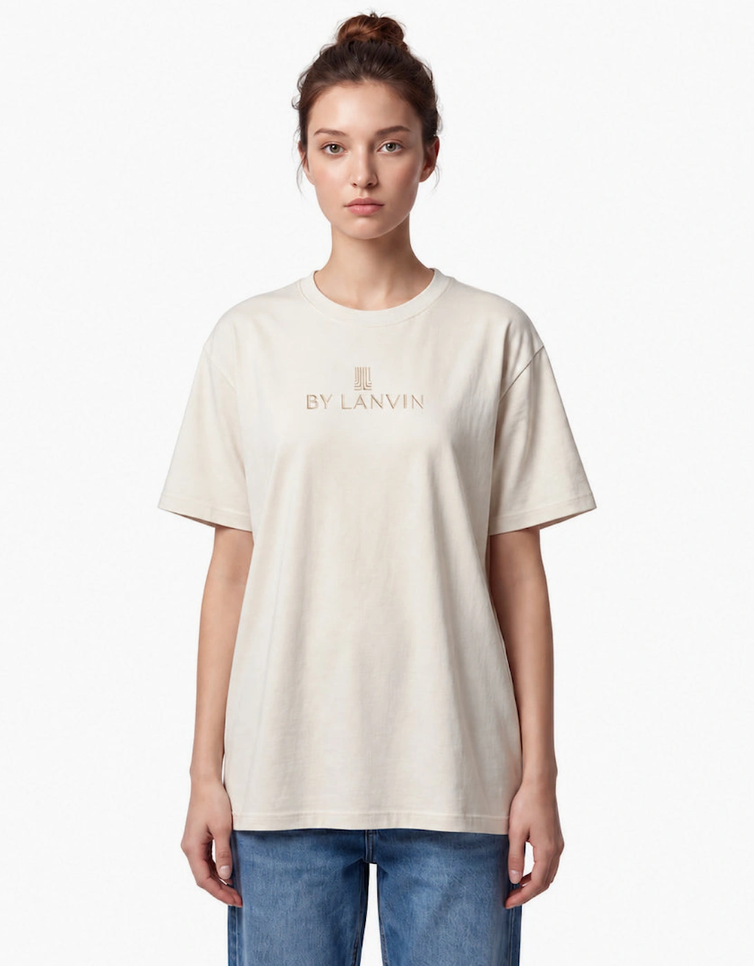 By Lanvin Embroidered Central Logo White T-Shirt