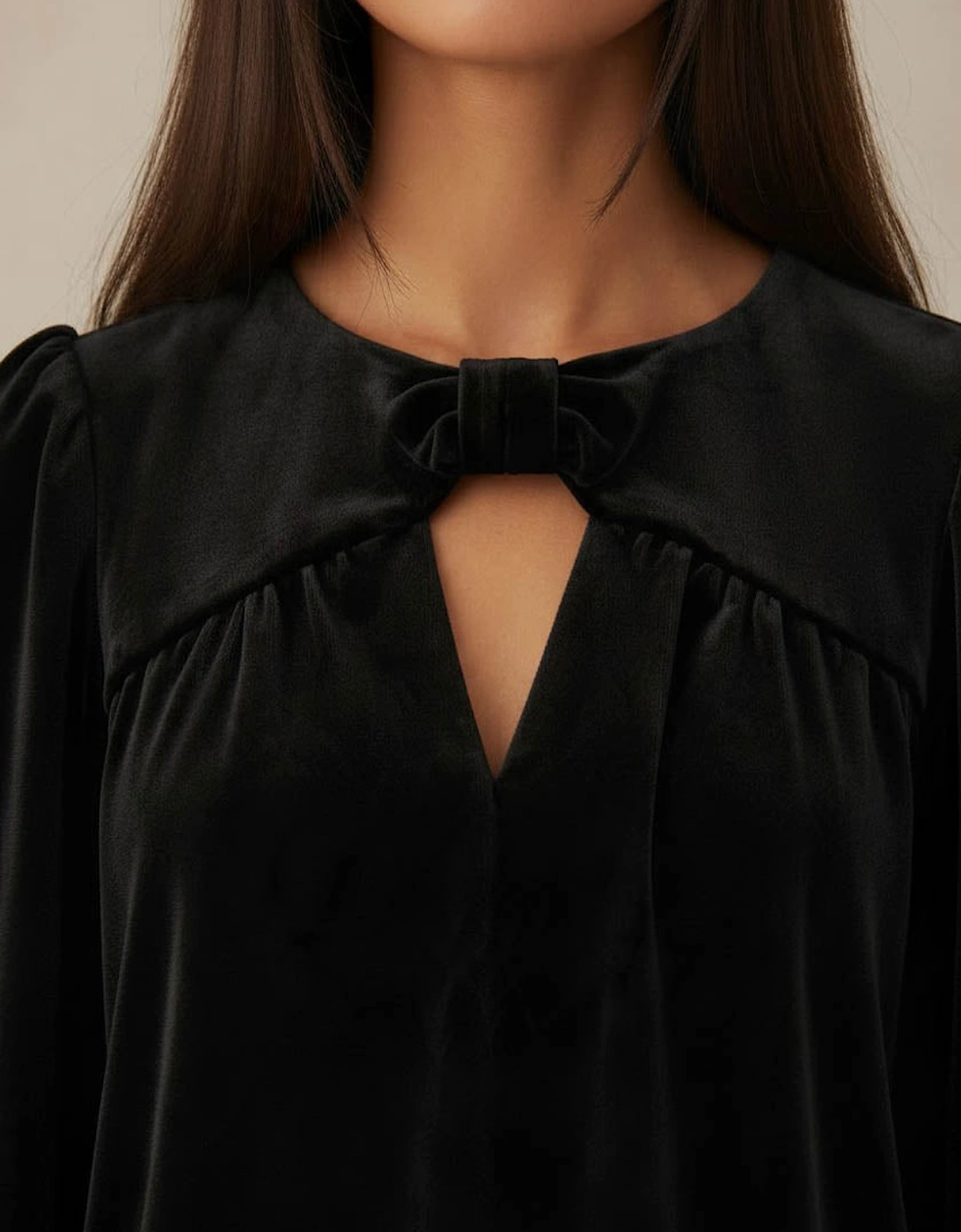 Rosalita Velvet Bow Top-Black