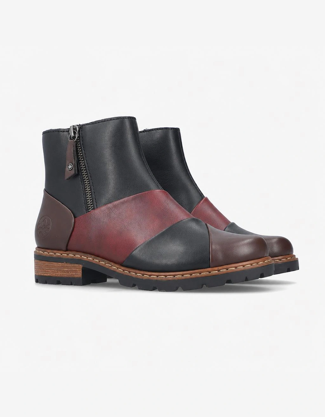 Rieker Z9356 Womens Ankle Boots Dark Brown/Black/Wine