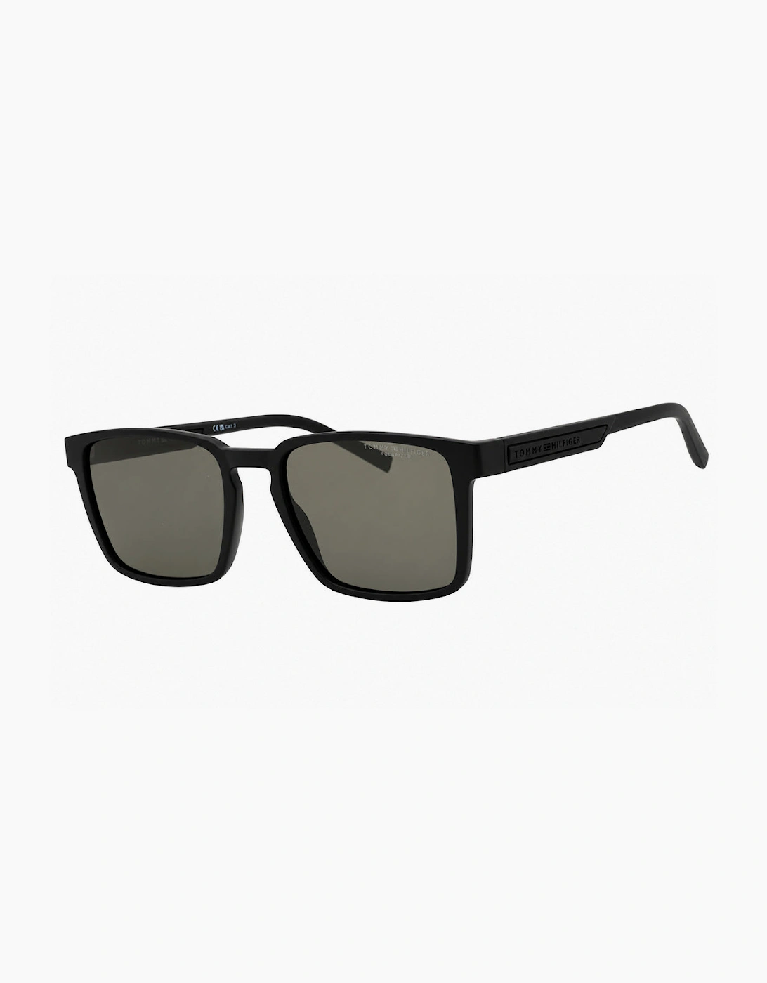 Tommy Hilfiger Polarized Lens Rectangular Black Sunglasses